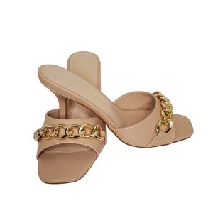 Fashion Nova Got My Chain Heels size 7 - Nude